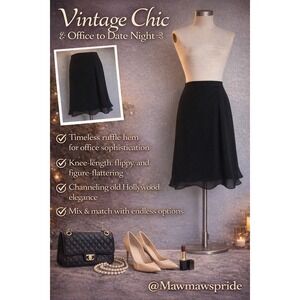 VINTAGE TIMELESS OLD HOLLYWOOD ELEGANCE CYNTHIA HOWIE Black‎ Skirt A-Line  12